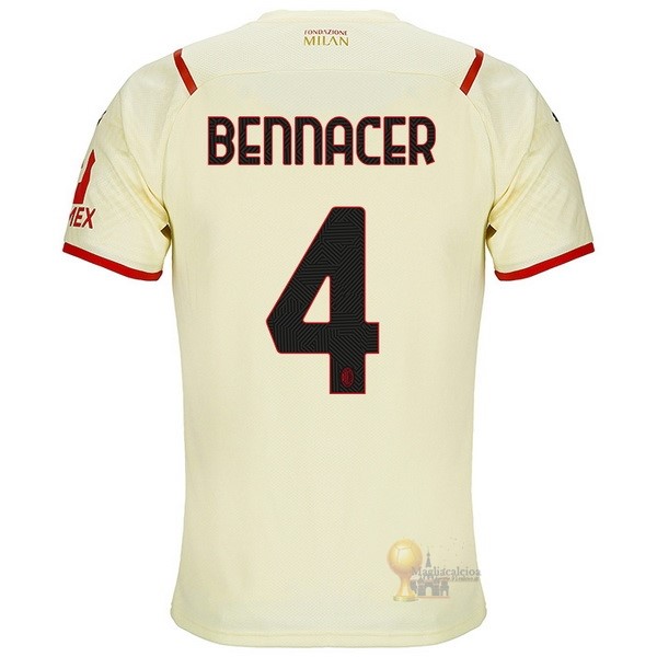 Calcio Maglie NO.4 Bennacer Away Maglia AC Milan 2021 2022 Giallo
