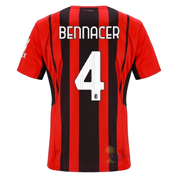Calcio Maglie NO.4 Bennacer Home Maglia AC Milan 2021 2022 Rosso