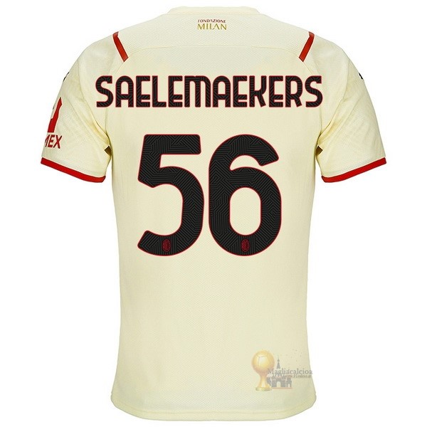 Calcio Maglie NO.56 Saelemaekers Away Maglia AC Milan 2021 2022 Giallo