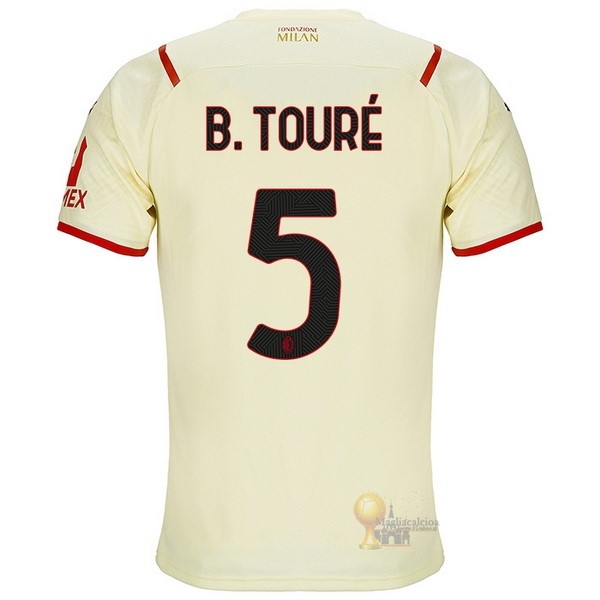 Calcio Maglie NO.5 B.Touré Away Maglia AC Milan 2021 2022 Giallo