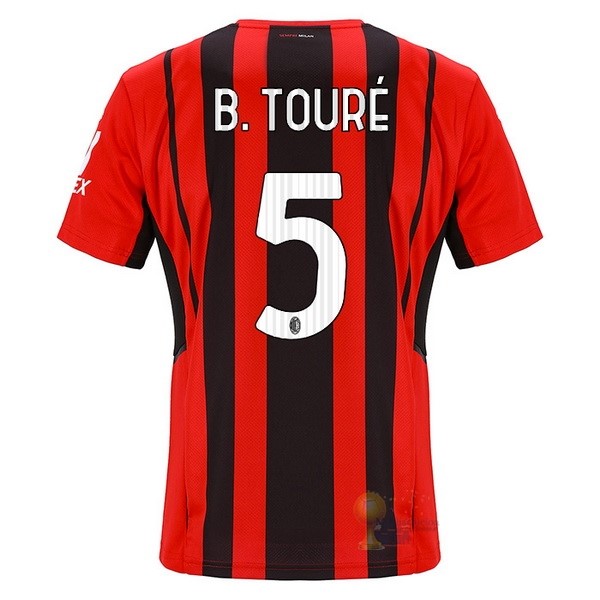 Calcio Maglie NO.5 B.Touré Home Maglia AC Milan 2021 2022 Rosso