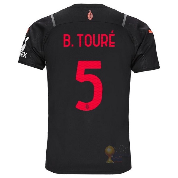 Calcio Maglie NO.5 B.Touré Terza Maglia AC Milan 2021 2022 Nero