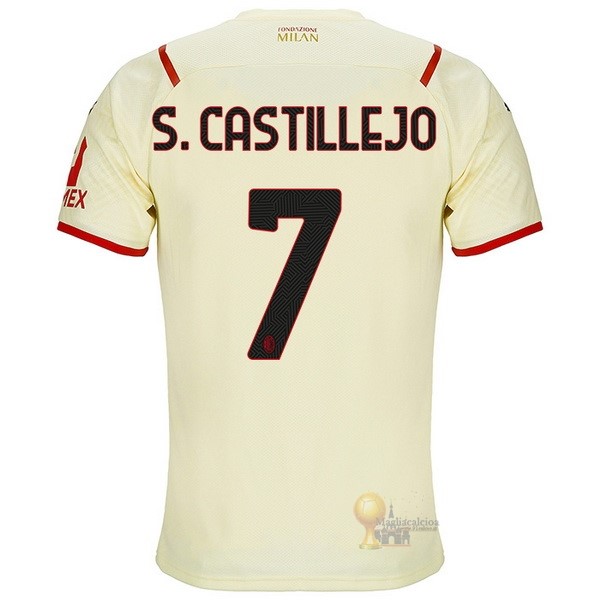Calcio Maglie NO.7 S.Castillejo Away Maglia AC Milan 2021 2022 Giallo