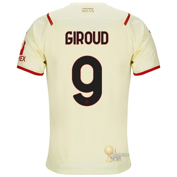Calcio Maglie NO.9 Giroud Away Maglia AC Milan 2021 2022 Giallo