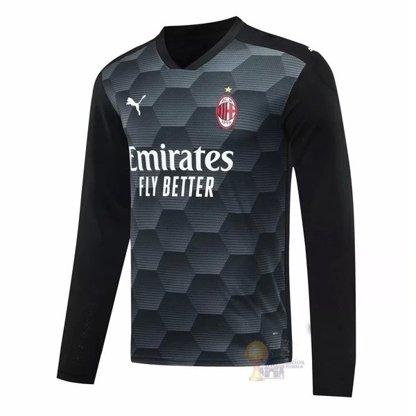 Calcio Maglie Segunda Manga Larga Portero AC Milan 2020 2021 Nero