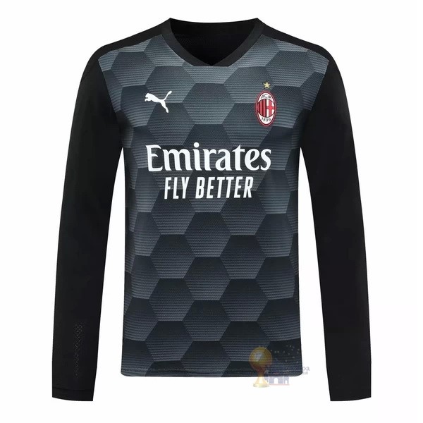 Calcio Maglie Segunda Manga Larga Portero AC Milan 2020 2021 Nero