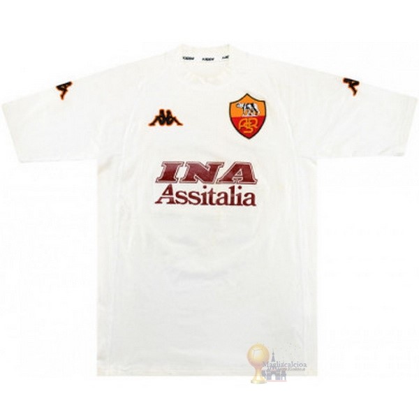 Calcio Maglie Away Maglia As Roma Stile rétro 2000 2001 Bianco