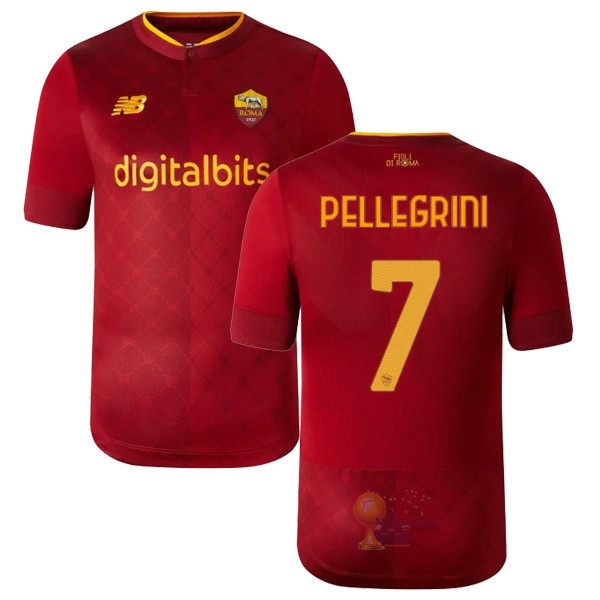 Calcio Maglie NO.7 Pellegrini Home Maglia As Roma 2022 2023 Rosso
