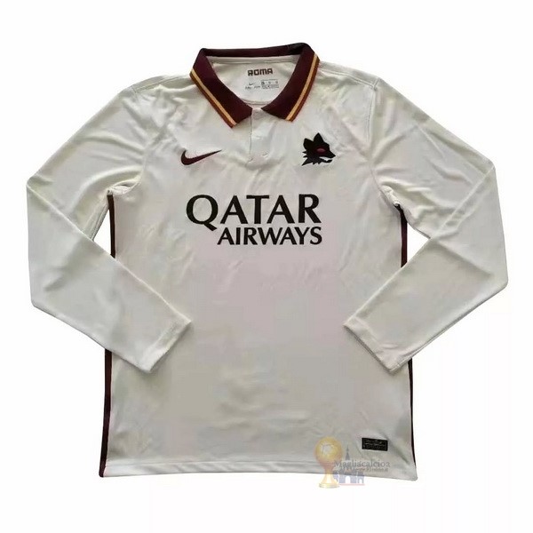 Calcio Maglie Segunda Manga Larga As Roma 2020 2021 Bianco
