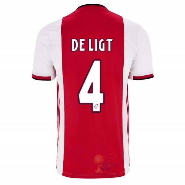 Calcio Maglie NO.4 De Ligt Home Maglia Ajax 2019 2020 Rosso