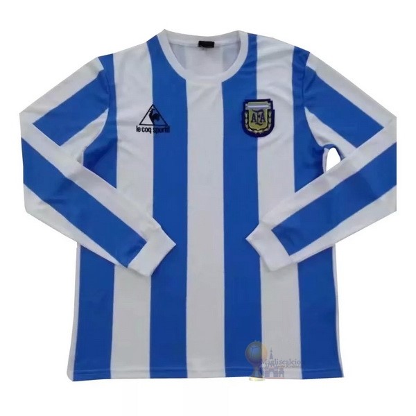 Calcio Maglie Casa Manga Larga Argentina Retro 1986 Blu