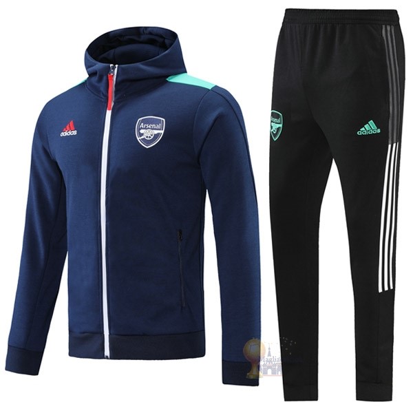 Calcio Maglie Felpa Cappuccio Arsenal 2021 2022 Blu Navy Verde