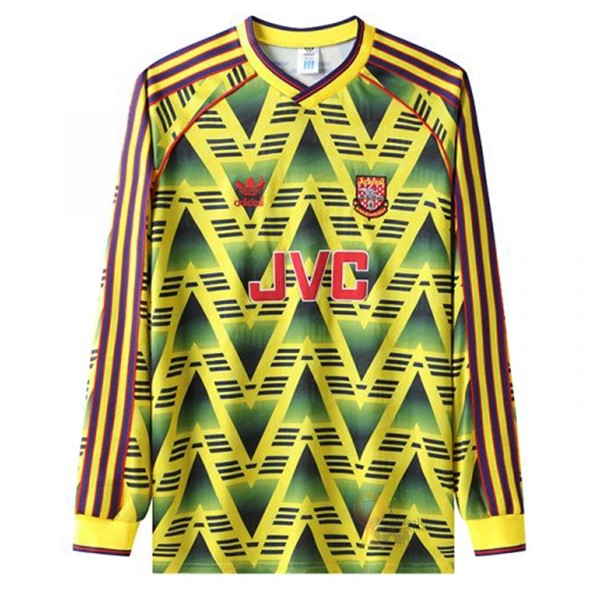 Calcio Maglie Away Manica lunga Arsenal Stile rétro 1991 1993 Giallo