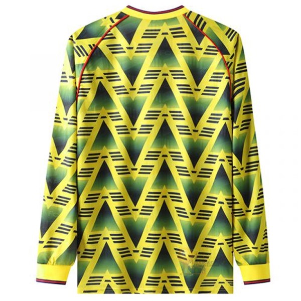 Calcio Maglie Away Manica lunga Arsenal Stile rétro 1991 1993 Giallo