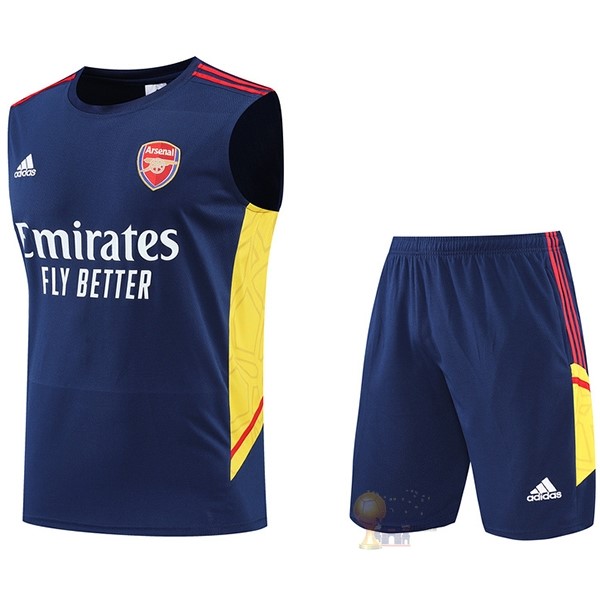 Calcio Maglie Formazione Senza Maniche Set Completo Arsenal 2022 2023 Blu Navy Giallo