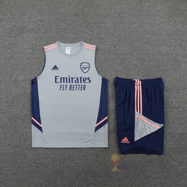 Calcio Maglie Formazione Senza Maniche Set Completo Arsenal 2022 2023 Grigio Blu