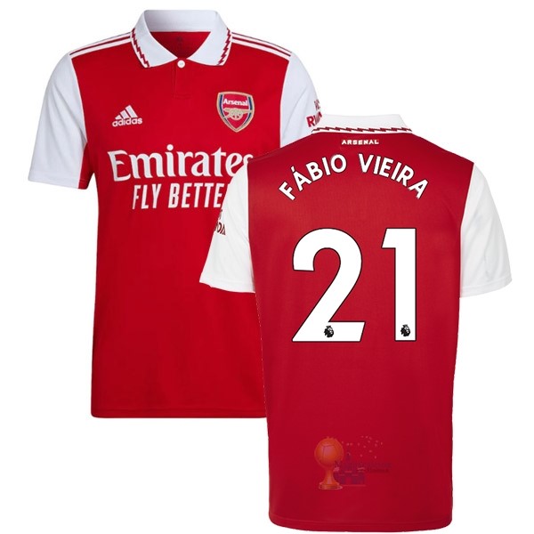 Calcio Maglie NO.21 Fábio Vieira Home Maglia Arsenal 2022 2023 Rosso