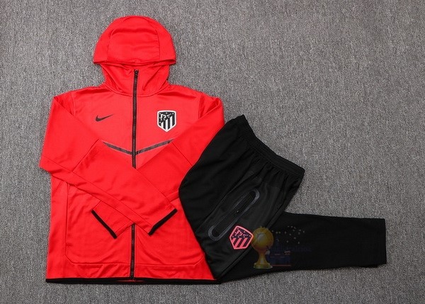 Calcio Maglie Chaqueta Con Capucha Atlético Madrid 2022 2023 Rosso Nero
