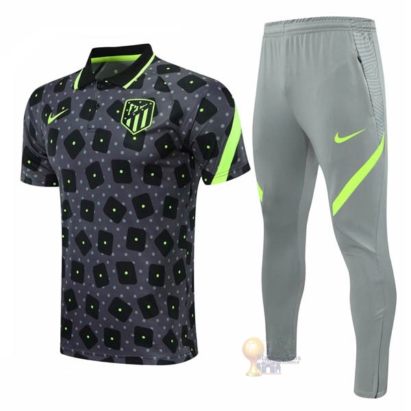 Calcio Maglie Conjunto Completo Polo Atlético Madrid 2020 2021 Nero Grigio
