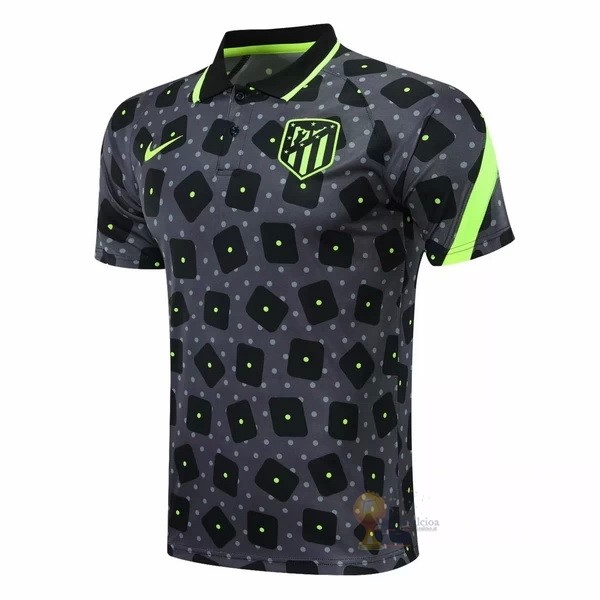 Calcio Maglie Polo Atlético Madrid 2020 2021 Nero Grigio