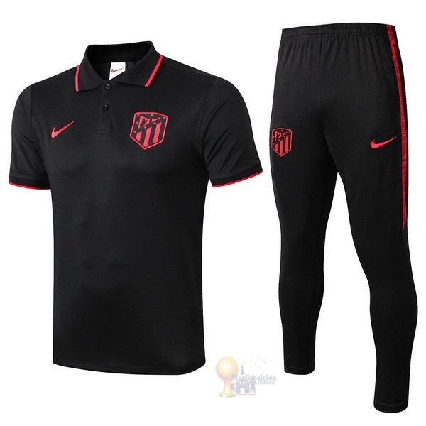 Calcio Maglie Set Completo Polo Atlético Madrid 2019 2020 Nero