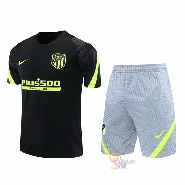 Calcio Maglie Entrenamiento Conjunto Completo Atlético Madrid 2020 2021 Nero Grigio