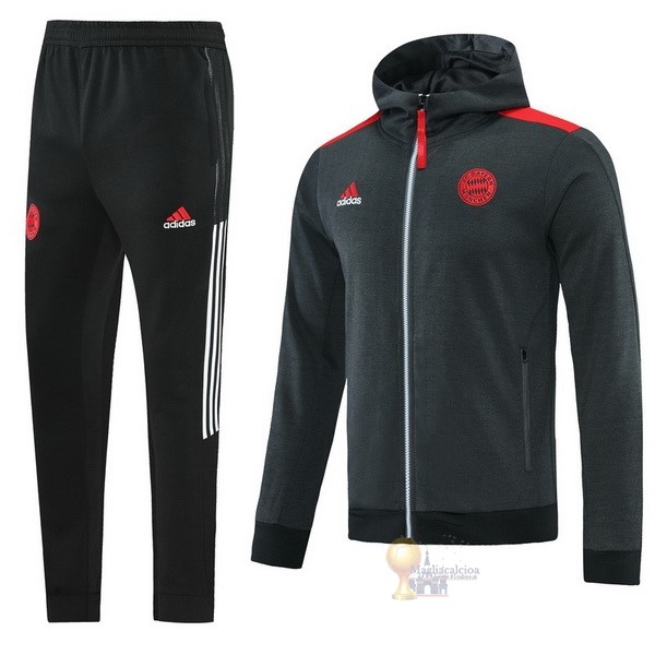Calcio Maglie Giacca Bayern München 2021 2022 Nero Grigio Navy