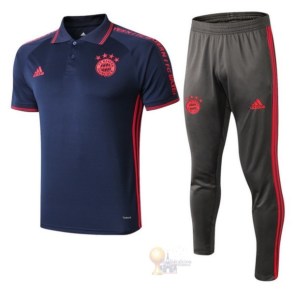 Calcio Maglie Set Completo Polo Bayern München 2019 2020 Blu Grigio