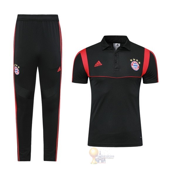 Calcio Maglie Set Completo Polo Bayern München 2019 2020 Nero Rosso