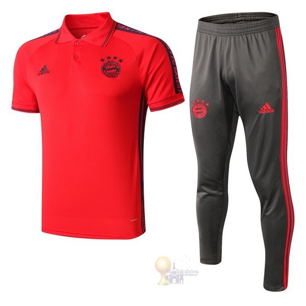 Calcio Maglie Set Completo Polo Bayern München 2019 2020 Rosso Grigio