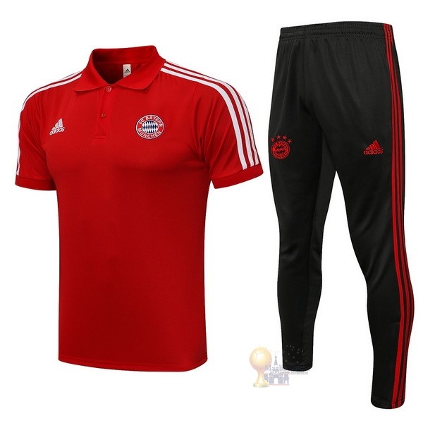 Calcio Maglie Set Completo Polo Bayern München 2021 2022 Rosso Nero