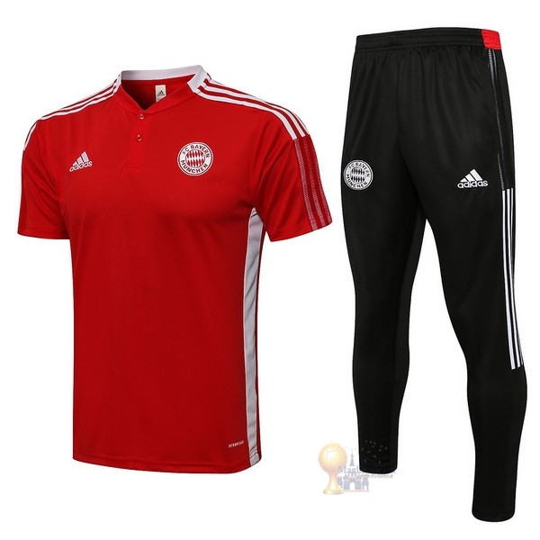 Calcio Maglie Set Completo Polo Bayern München 2021 2022 Rosso Nero Bianco