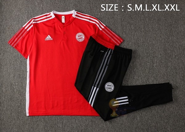 Calcio Maglie Set Completo Polo Bayern München 2021 2022 Rosso Nero