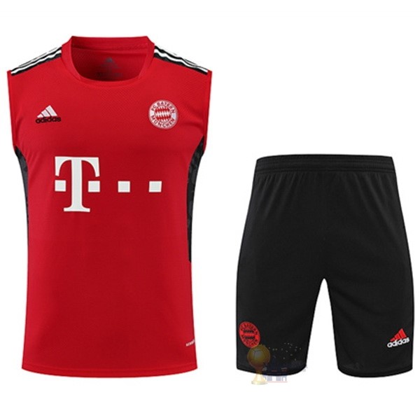 Calcio Maglie Formazione Sin Mangas Set Completo Bayern München 2022 2023 Rosso Nero