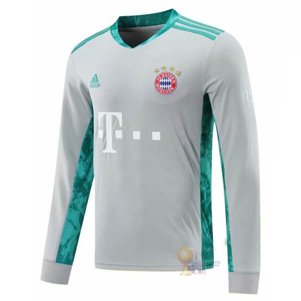 Calcio Maglie Manga Larga Portero Bayern München 2020 2021 Grigio