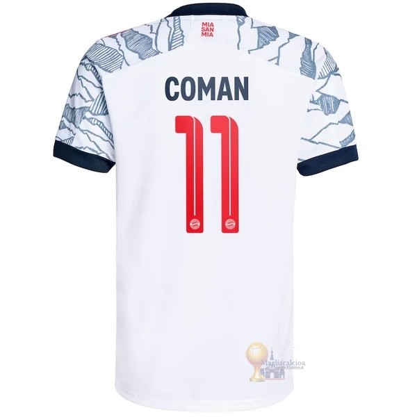 Calcio Maglie NO.11 Coman Terza Maglia Bayern München 2021 2022 Bianco