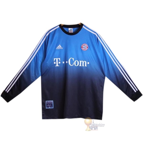 Calcio Maglie Portiere Maglia Manica lunga Bayern München Stile rétro 2002 2003 Blu