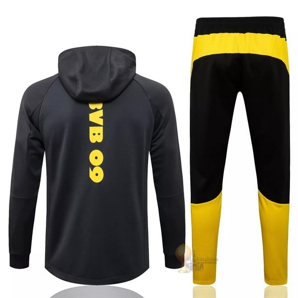 Calcio Maglie Felpa Cappuccio Boroussia Dorotmund 2021 2022 Grigio Giallo