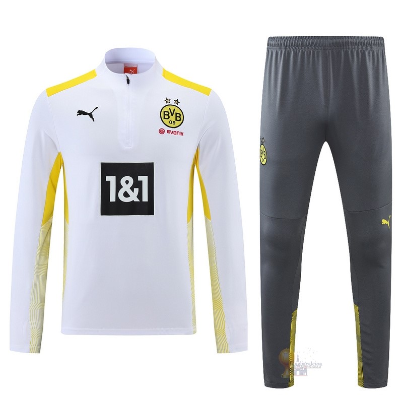 Calcio Maglie Giacca Bambino Boroussia Dorotmund 2021 2022 Bianco Giallo Grigio