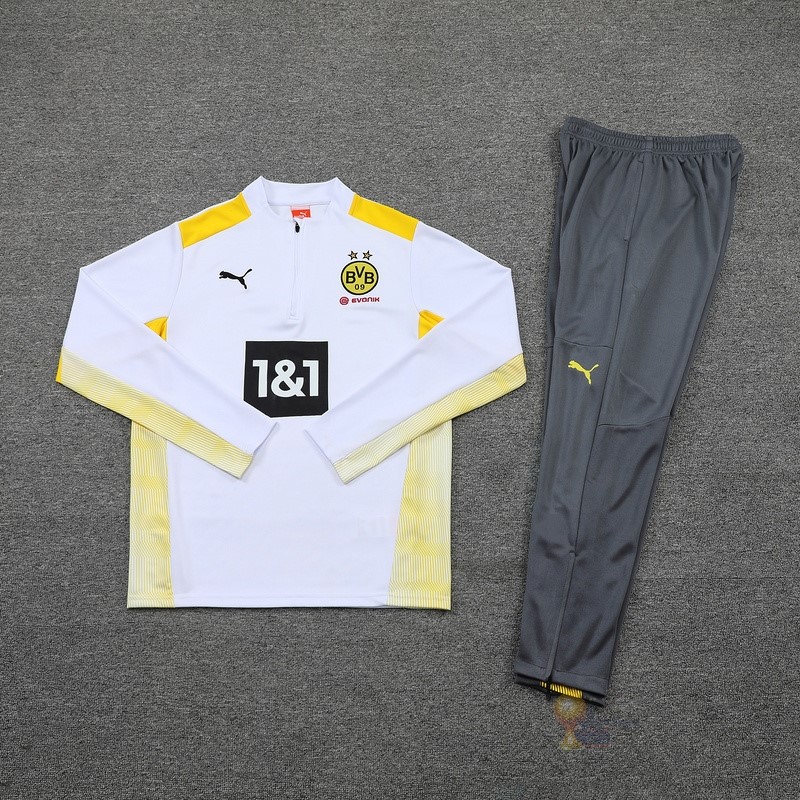 Calcio Maglie Giacca Bambino Boroussia Dorotmund 2021 2022 Bianco Giallo Grigio