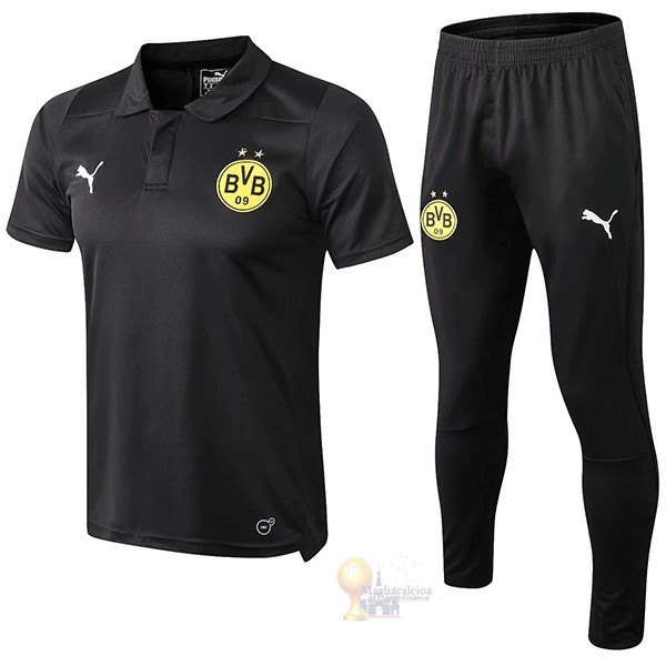 Calcio Maglie Set Completo Polo Boroussia Dorotmund 2019 2020 Nero