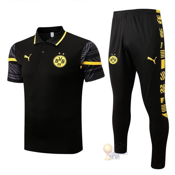 Calcio Maglie Set Completo Polo Boroussia Dorotmund 2022 2023 Nero I Giallo