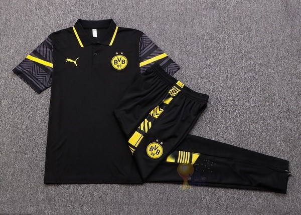 Calcio Maglie Set Completo Polo Boroussia Dorotmund 2022 2023 Nero I Giallo