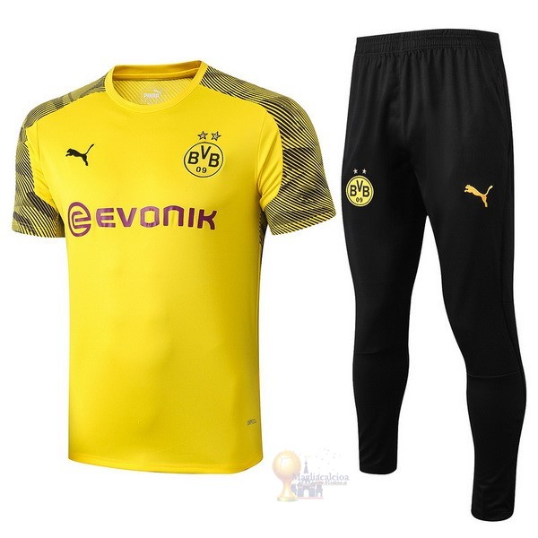 Calcio Maglie Formazione Set Completo Boroussia Dorotmund 2019 2020 Nero Giallo Purpureo