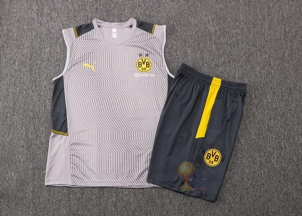 Calcio Maglie Formazione Sin Mangas Set Completo Borussia Dortmund 2021 2022 Grigio Giallo Nero