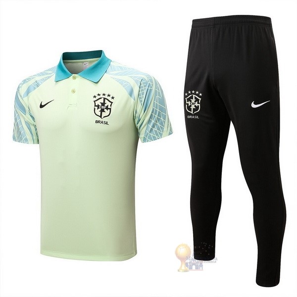 Calcio Maglie Set Completo Polo Brasile 2022 Verde Nero