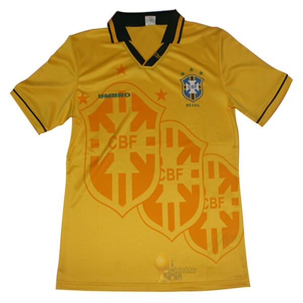 Calcio Maglie Home Maglia Brasile Retro 1994 Giallo