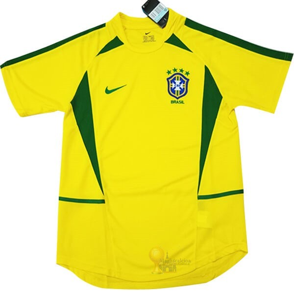 Calcio Maglie Home Maglia Brasile Retro 2002 Giallo