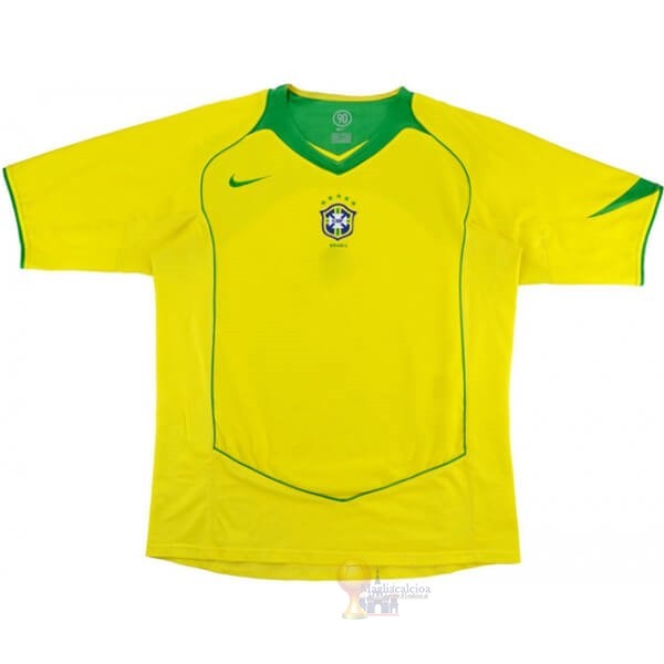 Calcio Maglie Home Maglia Brasile Retro 2004 Giallo