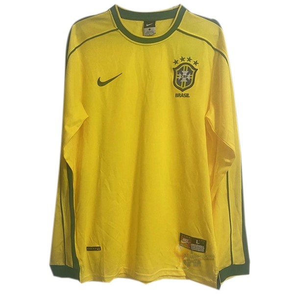 Calcio Maglie Home Manica lunga Brasile Stile rétro 1998 Giallo